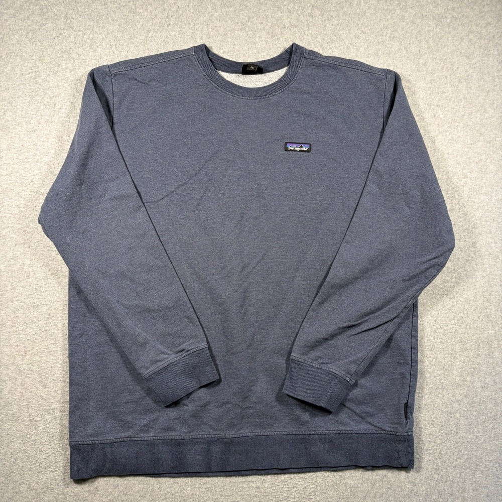 Patagonia P-6 Label Crewneck Sweatshirt Mens XXL Blue Organic Cotton 39486